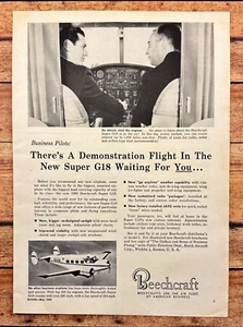 Pubblicità Beechcraft Super G18 Aircraft 1960 stampa vintage cabina di pilotaggio Wichita KS - Foto 1 di 6