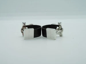 Montblanc Manschettenknöpfe Cuff Links 925er Silber Ref. 98088 mit Krokoleder - Bild 1 von 5