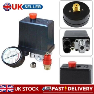 Pressure Gauge Safety Valve Set+Air Compressor Pressure Switch Single Phase New - Picture 1 of 12