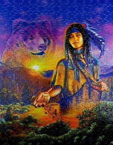 Rompecabezas BEAR MAIDEN Mujer Nativa Americana India Brillo 300 Piezas SIN CAJA 100% - Imagen 1 de 3