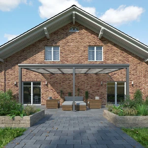 Seilspannmarkise, Faltsonnensegel, Faltmarkise, Lamellentuch - Grau - Bild 1 von 3