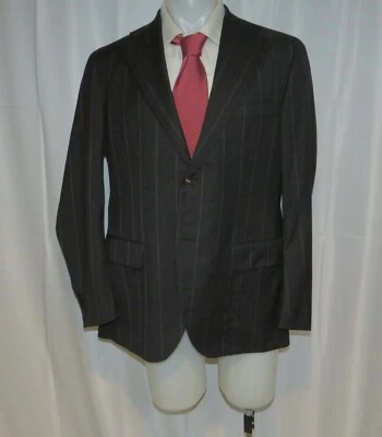 Isaia Musa Super 140 Charcoal Broad Striped Yachting Two Button Sport Coat 46R - Image 1 of 4