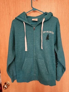 Women's Lake Superior MN Hoodie Teal Up North Medium M - Picture 1 of 3