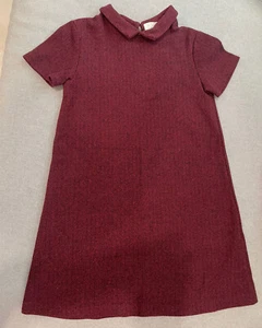 Zara Girls Size 11/12 Red Black Tweed Dress Butterfly Collar Winter - Picture 1 of 6