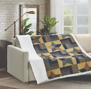 Virah Bella - Woodland Star Blue - Quilted Sherpa Throw - 50"x60" - Picture 1 of 1
