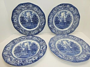 4 platos de cena Staffordshire Liberty azul Independence Hall 9 3/4" - Imagen 1 de 6
