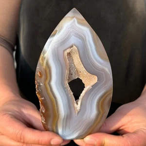 356G Natural agate crystal cave obelisk crystal energy column reiki healing - Foto 1 di 13