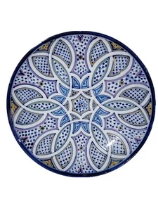 Plato de porcelana vintage Fez pintado a mano 40 cm - Impresionante pieza de colección - Imagen 1 de 4