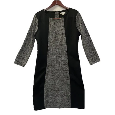 CALVIN KLEIN sz XL Gray/Black Stripe Down Sides Midi Sheath Dress 3/4 sleeves - Image 1 of 4