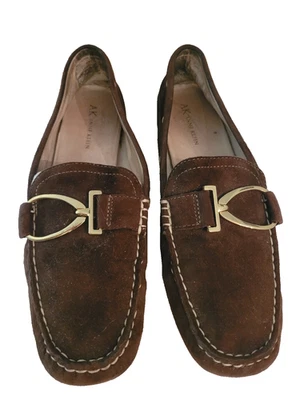 AK Anne Klein DAVISBrownBrushedLeatherSuedeFlatShoe Loafer Driving Moccasins 8.5 - Image 1 of 4