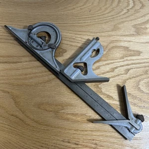 VINTAGE CRAFTSMAN 12" COMBINATION SQUARE SET MACHINIST USA 4 PIECE - Picture 1 of 19