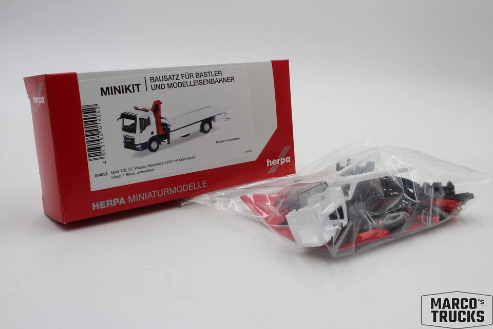 Herpa MiniKit MAN TGM Plateau-Abschlepp-TRUCK with Kran (1 Stück) No. 014052 1:8 - Image 1 of 1