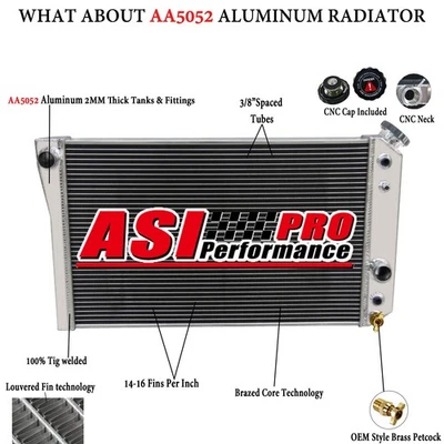 3 Row Aluminum Radiator FITS 1984~1990 1989 Chevy Corvette 5.7L S10 Blazer AT/MT - Image 1 of 4