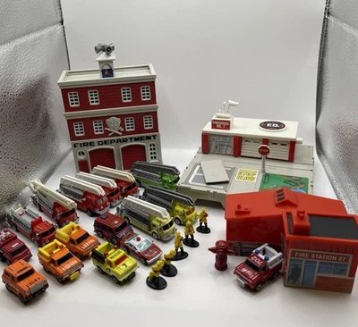 Rare Large Lot of 80’s Micro Machines Fire department 16 cars 5 figures - Image 1 of 4