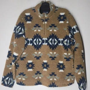 Wrangler Retro Herren Aztec Southwest Print Viertel Reißverschluss Fleece Größe Medium braun - Bild 1 von 6