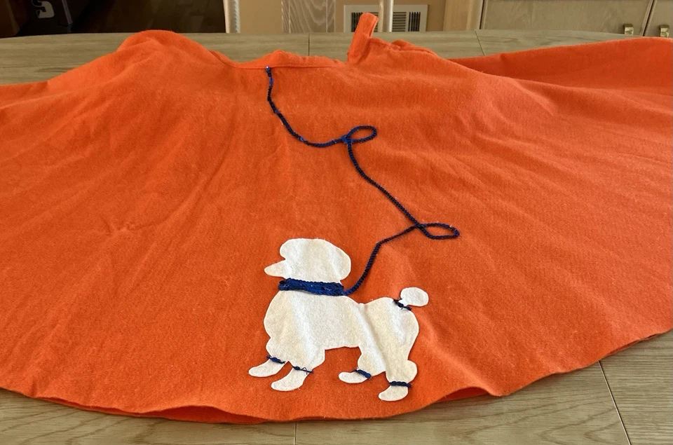 VINTAGE HANDMADE POODLE SKIRT WITH BLUE SEQUINS- SIZE: MEDIUM - Image 1 of 4