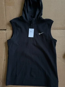 Nike Mens Medium Tour Hooded 1/2 Zip Golf Vest Cotton Blend Black FQ8879-010 - Picture 1 of 11