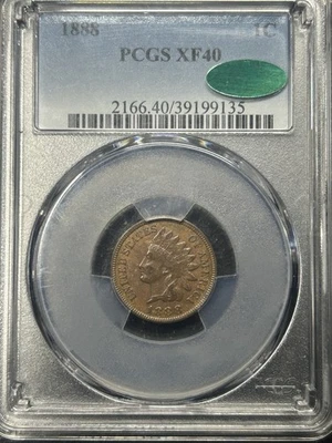 1888 Indian Head Cent Penny PCGS XF40 BN CAC Approved Better Date Unique CAC - Image 1 of 4
