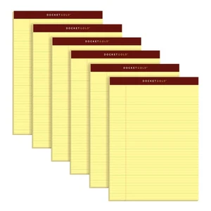 TOPS Docket Gold schmal liniert perforiert Pads, 8 1/2" x 11 3/4", Kanarienvogel, 6er-Pack - Bild 1 von 2