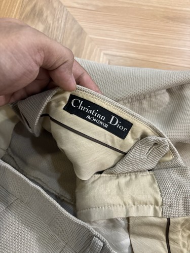 Christian Dior Monsieur pantaloni uomo W34 35 larghi stile dritto pieghettato VINTAGE