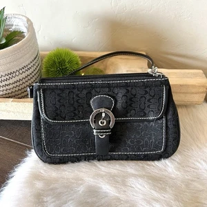 Coach Y2K Vintage Front Buckle Monogram Mini Purse Wristlet Black - Picture 1 of 5