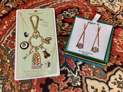 Pendientes colgantes y monedero a juego CHOPSTCKS & SUSHI Piper K - Nuevo en caja Foto 1 de 4