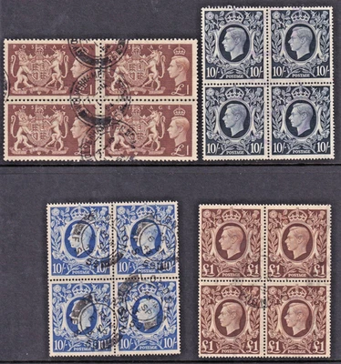 GB - KGVI HIGH VALUES in BLOCKS, KGV BEE 1924/25 SETS *USED* (£2,000+) - Image 1 of 4