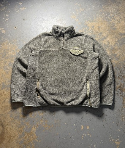 ESSENTIALS Vintage L.L. Giacca essenziale in pile sherpa pile profondo con zip Bean Quarter taglia XL