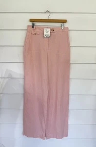Zara Linen COTTON Palazzo Pants Petal Pink High Rise Straight WAIST 31 MEDIUM - Picture 1 of 21