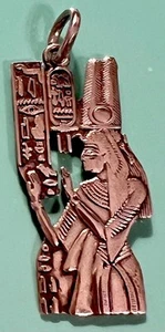 Kleopatra stehende Kartusche Sterling selten ägyptischer Anhänger Vintage Punze Silber - Bild 1 von 13