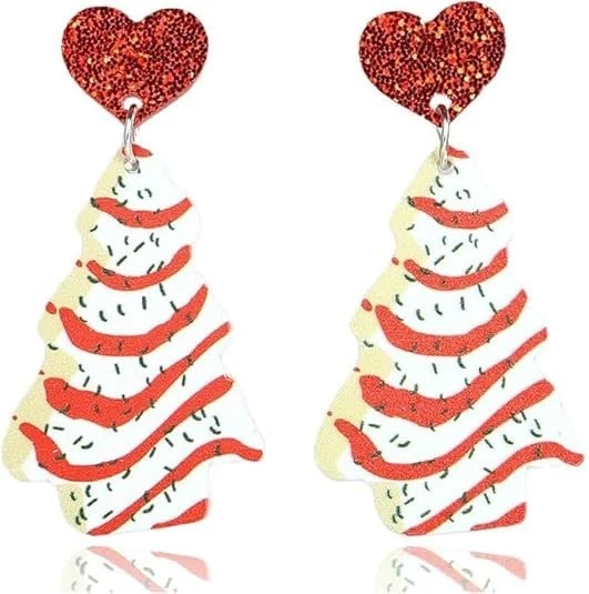 Pendientes de árbol de Navidad para mujer, joyería navideña, rojo blanco verde colgante Foto 1 de 4
