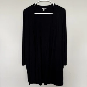 Halogen Cardigan Womens Size Small Black Open Front Cashmere Minimalist Capsule - Picture 1 of 5