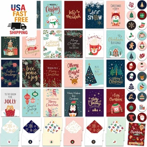24 Pack Foiled & Glittery 6X4In Assorted Box Christmas Cards with Envelopes and - Foto 1 di 12