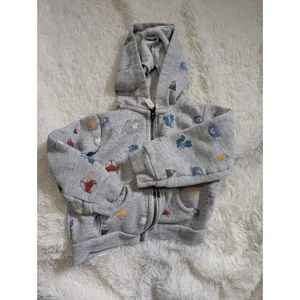 Carter's Gray Woodland Animals Print Zip Up Hoodie Sweatshirt Size 24 Months - Picture 1 of 5
