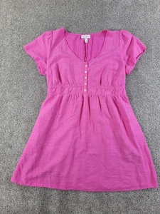 Isabel Ingrid + Isabel Medium Womens Dress Pink Short Sleeve Henley Cotton Blend - Picture 1 of 12