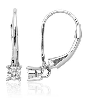 14K纯白金钻石吊坠耳环 — 第 1/4 张图片