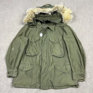 Vintage 50s US Military M51 OG-107 Field Jacket Coat Mens Medium Fur Hood Army - Picture 1 of 9