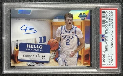 COOPER FLAGG PSA 10 2024 BOWMAN UNIVERSITY U CHROME CAMPUS DORM REFRACTOR AUTO 9 - Image 1 of 2