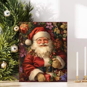 15in Christmas Table Decor | Wooden Santa Tabletop Decoration | Holiday Indoor P - Picture 1 of 6