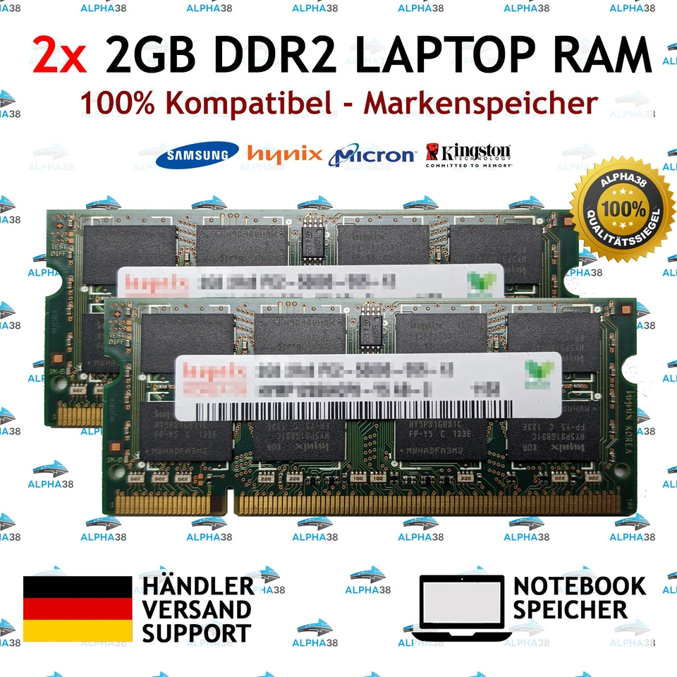 4GB (2x 2GB) Portátil RAM DDR2 667 Fujitsu Siemens Lifebook S6410 S7210 Memoria - Imagen 1 de 1