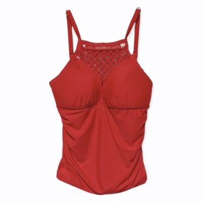 Tankini feminino Athena Cabana 34 B/C vermelho gola alta novo com etiquetas - Imagem 1 de 4