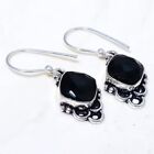 Black Onyx Gemstone Handmade Silver Jewelry Earring 1.4" ERJ18165