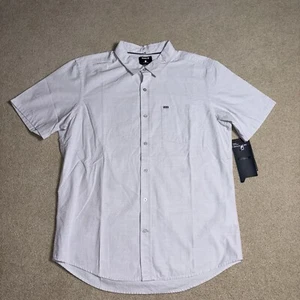 Hurley Short Sleeve Button Up Regular Fit Shirt 100% Cotton Men’s Size L Gray - Picture 1 of 7