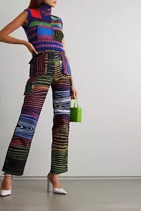AGR Rainbow gestreifte schwarze Baumwoll-Cargohose XL neu mit Etikett $ 715 - Bild 1 von 17