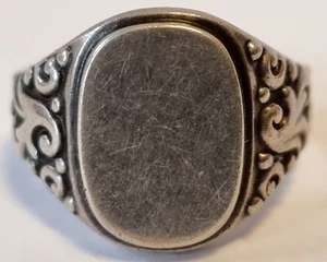 D0011 - 835er Silber Ring Siegelring Ungraviert Monogramm Schmuck - 13,16 g - Bild 1 von 7