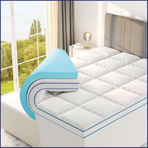 Dual Layer 4 Inch Memory Foam Mattress Topper - Queen Mattress Topper - Cooling - Picture 1 of 6