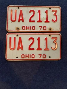 Vintage Ohio 1970 Matched Pair License Plates UA2113 MEDINA COUNTY - Picture 1 of 7