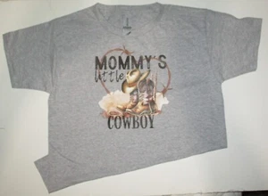 Youth Small Tshirt Mommy's Little Cowboy Boots Hat Gray Rodeo New Kids Shirt - Picture 1 of 1