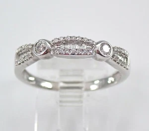 Diamond Wedding Ring Anniversary Band 14K White Gold Sizable Size 7.25 Stackable - Picture 1 of 4