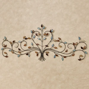 Jeweled Love Metal Wall Grille with Ceramic Leaves: An elegant, nature-inspired. - Picture 1 of 4